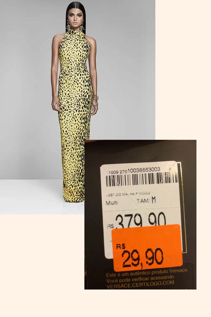 Vestido da Versace para Riachuelo vendido originalmente por R$379,90 e depois de encalhado vendido por R$29,90